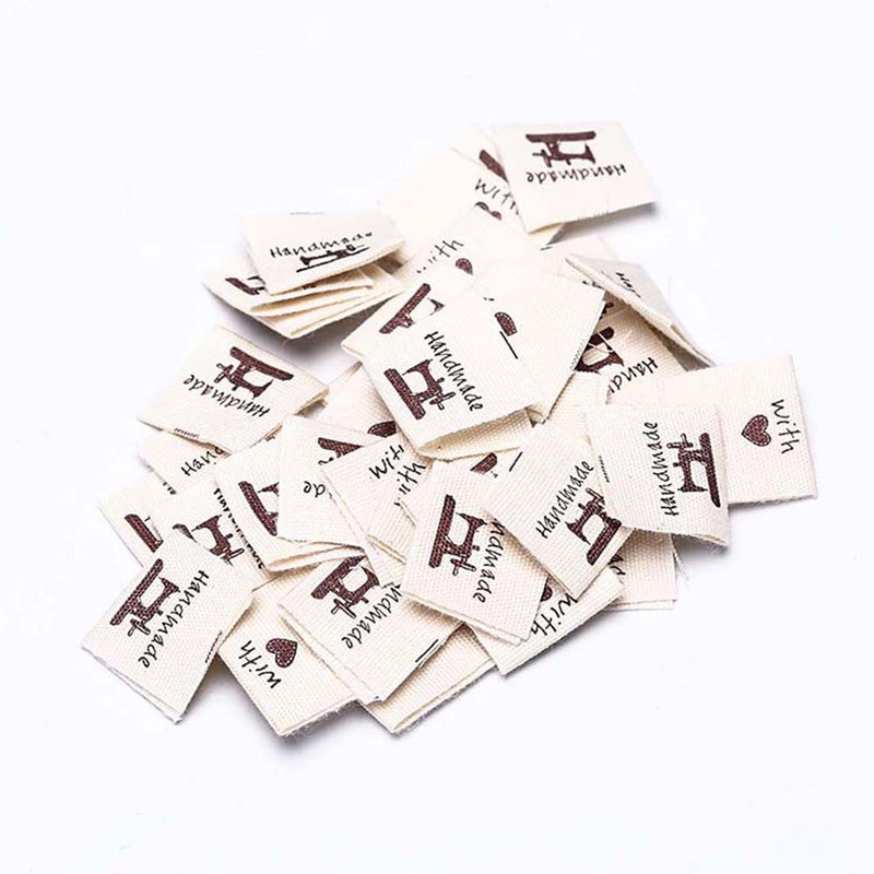 100 kom 4x2cm šivaći stroj/škare/naljepnica za ovratnik odjeće s kuglicom pređe, tkana naljepnica za odjeću za dodatke za šivanje odjeće