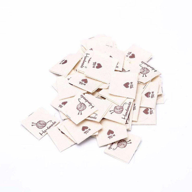 100 kom 4x2cm šivaći stroj/škare/naljepnica za ovratnik odjeće s kuglicom pređe, tkana naljepnica za odjeću za dodatke za šivanje odjeće