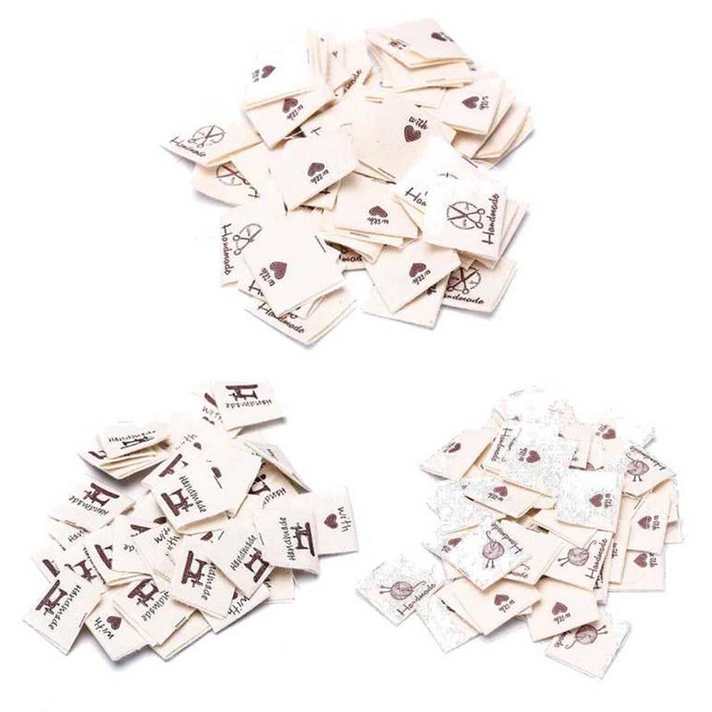 100 kom 4x2cm šivaći stroj/škare/naljepnica za ovratnik odjeće s kuglicom pređe, tkana naljepnica za odjeću za dodatke za šivanje odjeće