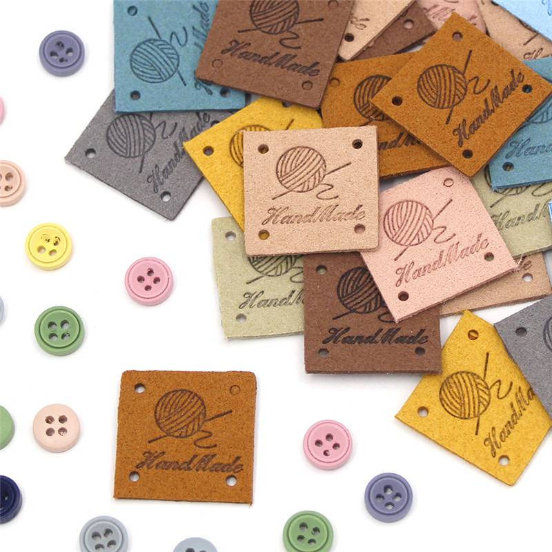 Pribor za šivanje 20 komada kvadratnih naljepnica Ručno izrađene oznake za odjeću Oznake od PU kože Uradi sam šeširi za pletenje Ručno izrađene naljepnice Poklon dekor