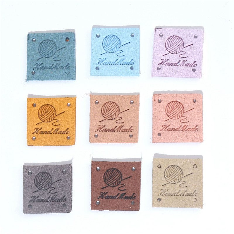 Pribor za šivanje 20 komada kvadratnih naljepnica Ručno izrađene oznake za odjeću Oznake od PU kože Uradi sam šeširi za pletenje Ručno izrađene naljepnice Poklon dekor