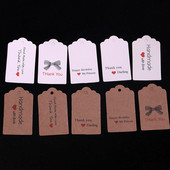 Etikety na narodeninové balenie 100 ks hnedých kraftových/bielych papierových visačiek s poďakovaním, DIY etiketa s mušľou, svadobná darčeková ozdobná visačka 3*5cm