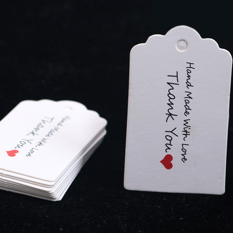 Etikety na narodeninové balenie 100 ks hnedých kraftových/bielych papierových visačiek s poďakovaním, DIY etiketa s mušľou, svadobná darčeková ozdobná visačka 3*5cm