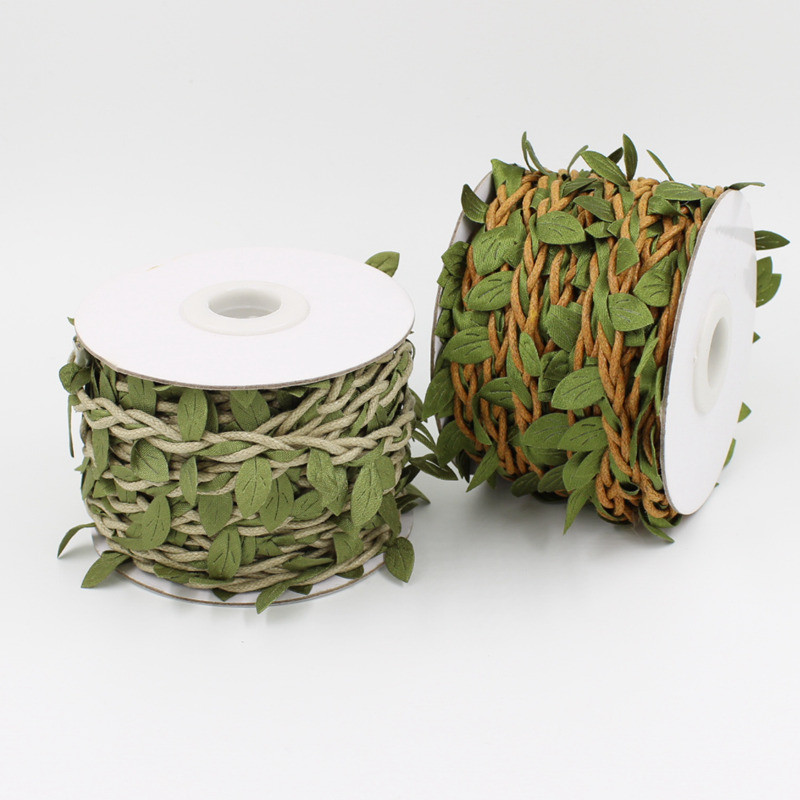 5M / 10mM / ritinys Dirbtiniai lapai, vaško virvelė su lapais šilko lapeliais gėlėmis Kanapių virvės vestuvių vakarėlio dekoravimui "pasidaryk pats" reikmenys