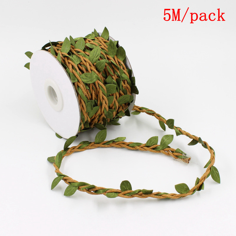 5M / 10mM / ritinys Dirbtiniai lapai, vaško virvelė su lapais šilko lapeliais gėlėmis Kanapių virvės vestuvių vakarėlio dekoravimui "pasidaryk pats" reikmenys