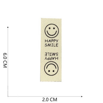 Етикети от плат Ръчно изработени етикети Сгъваеми етикети Модел на усмивка Ръчно изработен етикет за плетени шапки Щампани памучно тъкани шити етикети 22120101