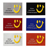 Mosolygós arcú ruhák címke Kézzel készített címkék ruhákhoz Hímzés Pamut Smiley Kézzel Készített Címke Baba Kalapokhoz Táskák 22121401