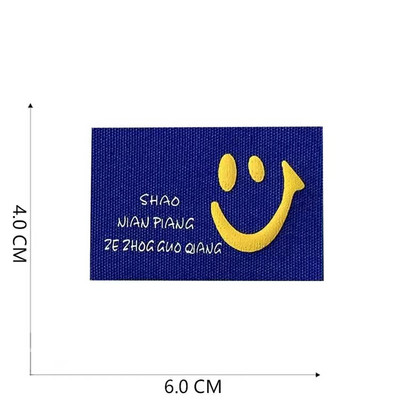 Mosolygós arcú ruhák címke Kézzel készített címkék ruhákhoz Hímzés Pamut Smiley Kézzel Készített Címke Baba Kalapokhoz Táskák 22121401