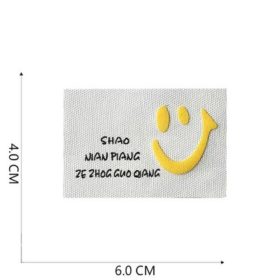 Mosolygós arcú ruhák címke Kézzel készített címkék ruhákhoz Hímzés Pamut Smiley Kézzel Készített Címke Baba Kalapokhoz Táskák 22121401