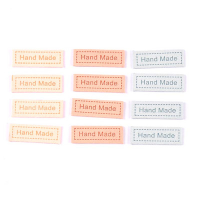 20 db Kézzel készített mintás szösz ruhacímkék dombornyomott címkék DIY zászlós címke ruha varrás kiegészítőkhöz 12x35mm cp3034