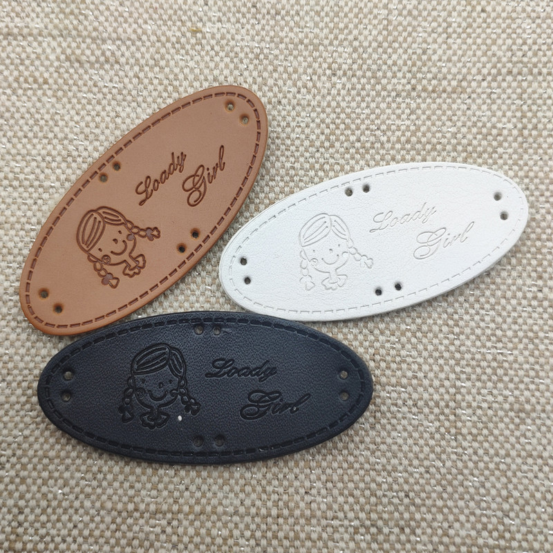 Etichete ovale din piele lucrate manual pentru fete minunate, pentru copii, pălărie, etichete din PU realizate manual pentru rochie de fată, rucsac, etichetă manuală pentru îmbrăcăminte