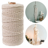 Patvarios 200 m baltos medvilnės virvelės Natūralios smėlio spalvos susuktos virvelės Craft Macrame String DIY rankų darbo namų dekoravimo reikmenys 2 mm
