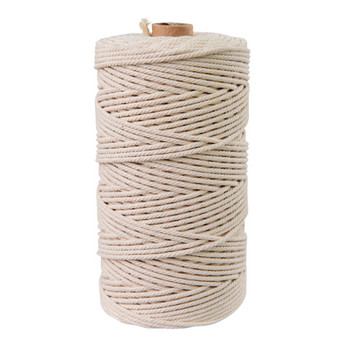 Издръжливи бели памучни шнурове от 200 м. Естествен бежов усукан шнур. Изработена връв за макраме. Направи си сам, ръчно изработена домашна декорация 2 мм