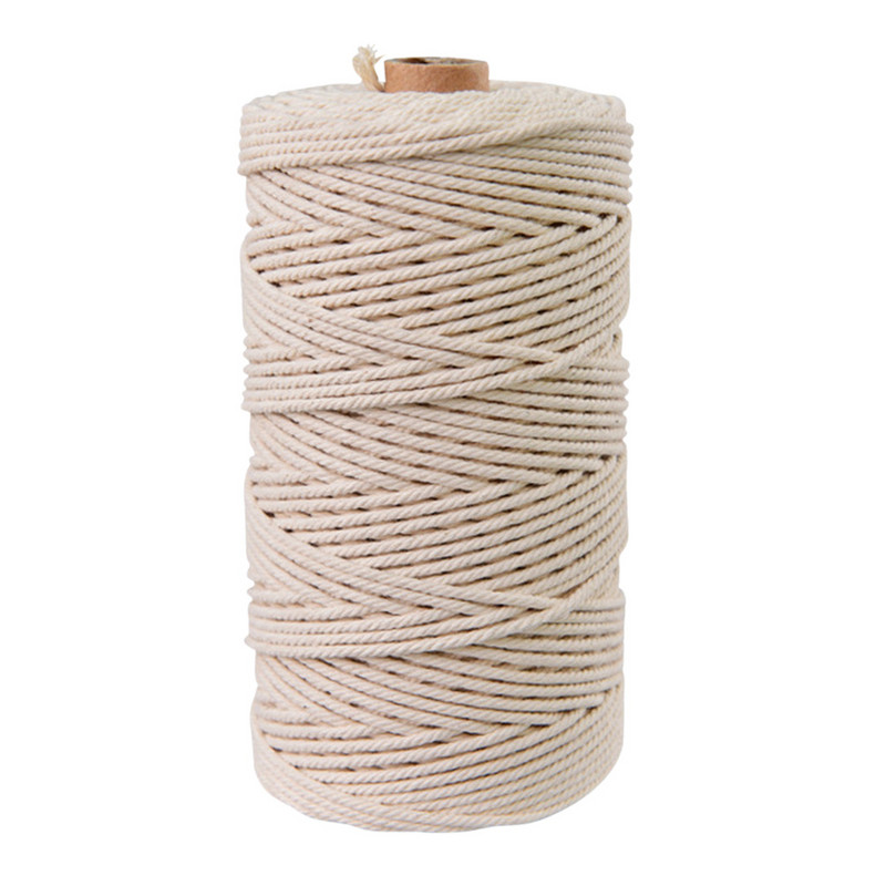 Patvarios 200 m baltos medvilnės virvelės Natūralios smėlio spalvos susuktos virvelės Craft Macrame String DIY rankų darbo namų dekoravimo reikmenys 2 mm