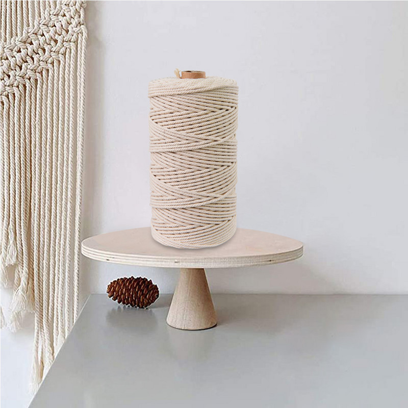 Patvarios 200 m baltos medvilnės virvelės Natūralios smėlio spalvos susuktos virvelės Craft Macrame String DIY rankų darbo namų dekoravimo reikmenys 2 mm