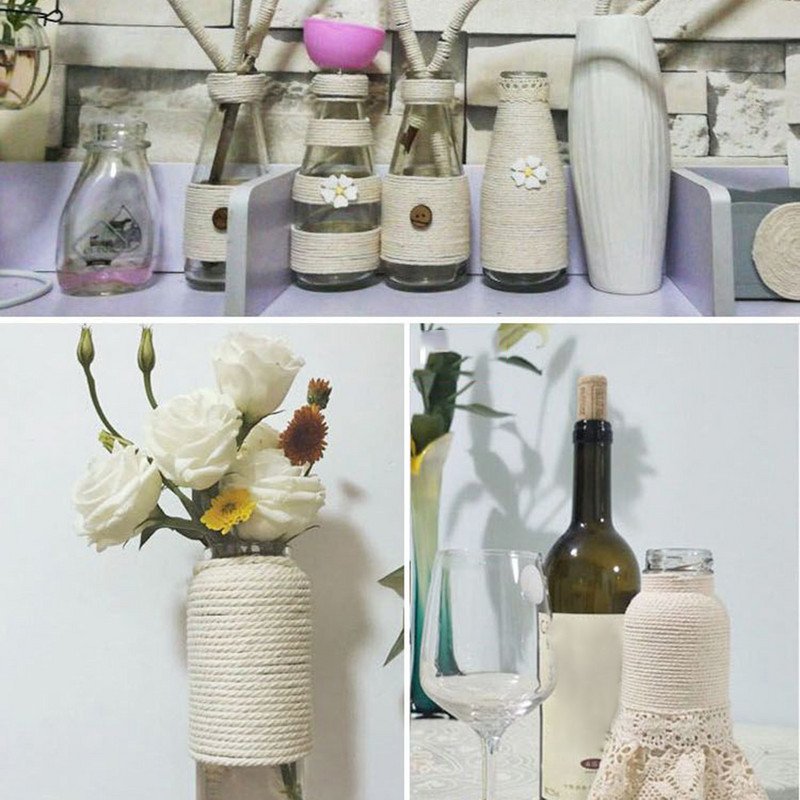 Patvarios 200 m baltos medvilnės virvelės Natūralios smėlio spalvos susuktos virvelės Craft Macrame String DIY rankų darbo namų dekoravimo reikmenys 2 mm