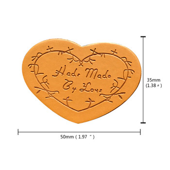 Hand Made By Love With Heart Labels For Friendship Gift Δερμάτινες χειροποίητες ετικέτες με Heart For Lover Τσάντα Χειροποίητη Ετικέτα ραπτικής