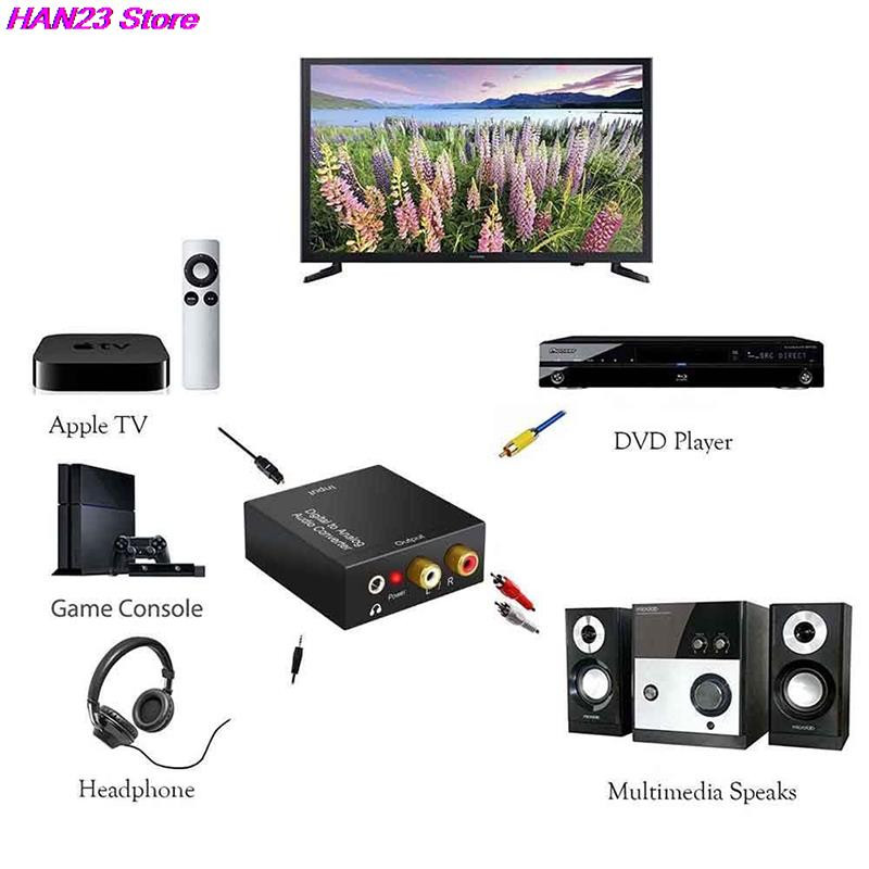 Protable 3,5 Mm pistikupesa koaksiaalne optiline fiiber digitaal-analoogheli Aux Rca L / R konverter Spdif digitaalse heli dekoodri võimendi