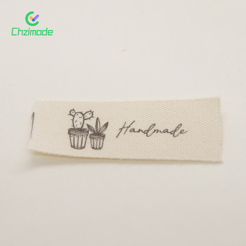 20PCS Миещи се памучни етикети Етикети Кактус Ръчно изработени лепенки за шиене на дрехи Апликация Значка Направи си сам Консумативи за шиене на занаяти