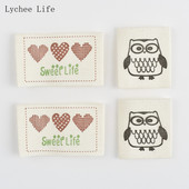 Lychee Life 48 kom./lot Slatke sove, otisnute životinje Šivaće perive platnene naljepnice za dječju odjeću Ručno izrađene torbe Oznake