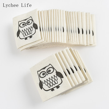Lychee Life 48 τεμ./παρτίδα Cute Owl Animal Printed Ράψιμο Πλενόμενες Ετικέτες για Diy Παιδικά Ρούχα Χειροποίητες Τσάντες χειροτεχνίας Ετικέτες
