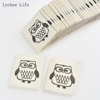 Lychee Life 48 τεμ./παρτίδα Cute Owl Animal Printed Ράψιμο Πλενόμενες Ετικέτες για Diy Παιδικά Ρούχα Χειροποίητες Τσάντες χειροτεχνίας Ετικέτες
