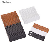 Chzimade 24 db/tétel Téglalap alakú PU bőr címkék Kézzel készített ruhacímkék farmerhez Táskák Cipők Címkék Barkács varrásanyagok