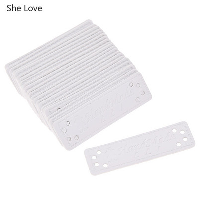 Chzimade 24 db/tétel Téglalap alakú PU bőr címkék Kézzel készített ruhacímkék farmerhez Táskák Cipők Címkék Barkács varrásanyagok