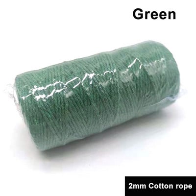 2mm 100M/Roll Φυσικό βαμβάκι Μακραμέ Σχοινί Βαμβακερό Σχοινί Πολύχρωμο βαμβακερό σχοινί DIY Craft Cord Χριστουγεννιάτικο υφασμάτινο ντεκόρ για το σπίτι γάμου
