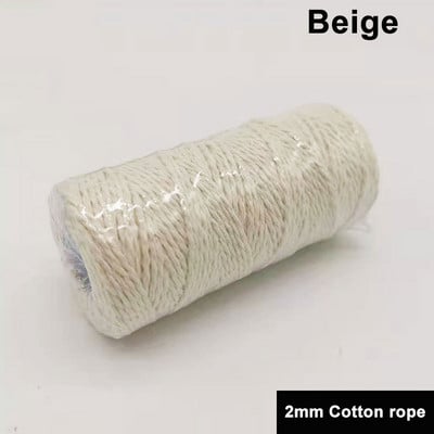 2mm 100M/Roll Φυσικό βαμβάκι Μακραμέ Σχοινί Βαμβακερό Σχοινί Πολύχρωμο βαμβακερό σχοινί DIY Craft Cord Χριστουγεννιάτικο υφασμάτινο ντεκόρ για το σπίτι γάμου