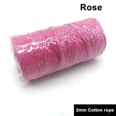2mm 100M/Roll Φυσικό βαμβάκι Μακραμέ Σχοινί Βαμβακερό Σχοινί Πολύχρωμο βαμβακερό σχοινί DIY Craft Cord Χριστουγεννιάτικο υφασμάτινο ντεκόρ για το σπίτι γάμου