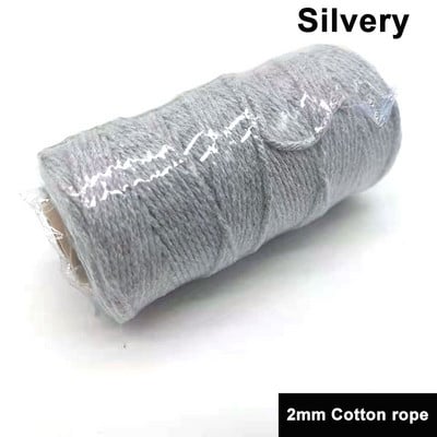 2mm 100M/Roll Φυσικό βαμβάκι Μακραμέ Σχοινί Βαμβακερό Σχοινί Πολύχρωμο βαμβακερό σχοινί DIY Craft Cord Χριστουγεννιάτικο υφασμάτινο ντεκόρ για το σπίτι γάμου