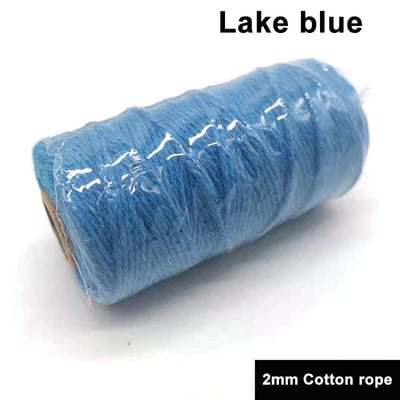2mm 100M/Roll Φυσικό βαμβάκι Μακραμέ Σχοινί Βαμβακερό Σχοινί Πολύχρωμο βαμβακερό σχοινί DIY Craft Cord Χριστουγεννιάτικο υφασμάτινο ντεκόρ για το σπίτι γάμου