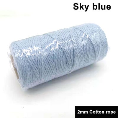 2mm 100M/Roll Φυσικό βαμβάκι Μακραμέ Σχοινί Βαμβακερό Σχοινί Πολύχρωμο βαμβακερό σχοινί DIY Craft Cord Χριστουγεννιάτικο υφασμάτινο ντεκόρ για το σπίτι γάμου