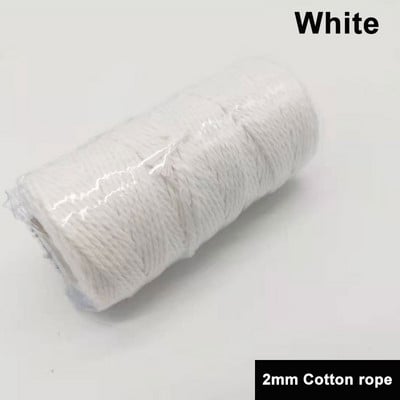 2mm 100M/Roll Φυσικό βαμβάκι Μακραμέ Σχοινί Βαμβακερό Σχοινί Πολύχρωμο βαμβακερό σχοινί DIY Craft Cord Χριστουγεννιάτικο υφασμάτινο ντεκόρ για το σπίτι γάμου