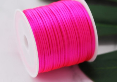 1 mm 50 méteres neon rózsaszín makramé zsinór, erős fonott selyem szatén nylon kötél, barkácsolás