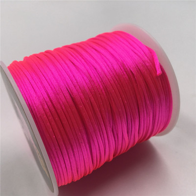 Snur de macrame roz neon de 1 mm și 50 de metri, frânghie de nailon din satin de mătase, împletită puternică, bricolaj pentru realizarea de constatări, sârmă de ață de mărgele