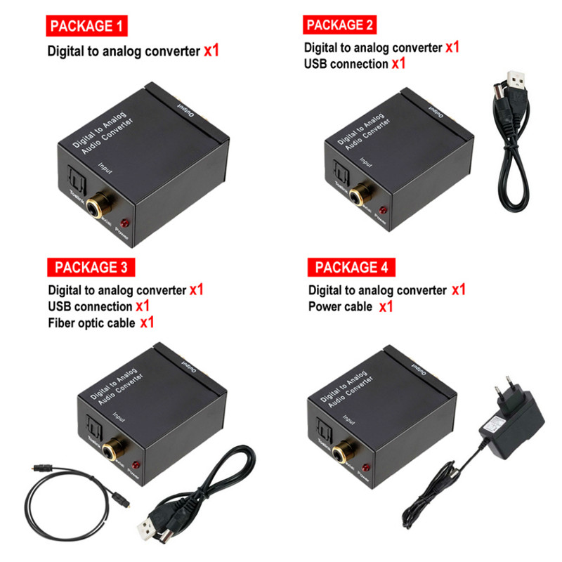 Jauna RCA R/L izejas digitālā uz analogo audio adaptera DAC pastiprinātāja kaste koaksiālajam optiskajam SPDIF signālam uz analogo audio pārveidotāju