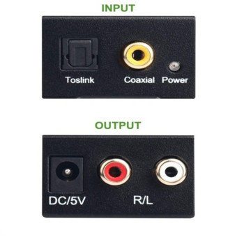 Μετατροπέας ψηφιακού σε αναλογικό ήχου RCA R/L Εξόδου προσαρμογέα ήχου Κουτί ενισχυτής DAC για ομοαξονικό οπτικό αποκωδικοποιητή SPDIF ATV DAC