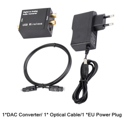 Digitālā uz analogo audio pārveidotājs RCA R/L izejas audio adapteris DAC pastiprinātāja kaste koaksiālajam optiskajam SPDIF ATV DAC dekodētājam