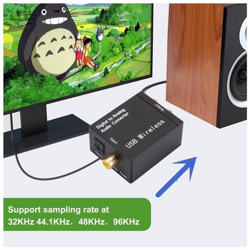 Digitālā uz analogo audio pārveidotājs RCA R/L izejas audio adapteris DAC pastiprinātāja kaste koaksiālajam optiskajam SPDIF ATV DAC dekodētājam
