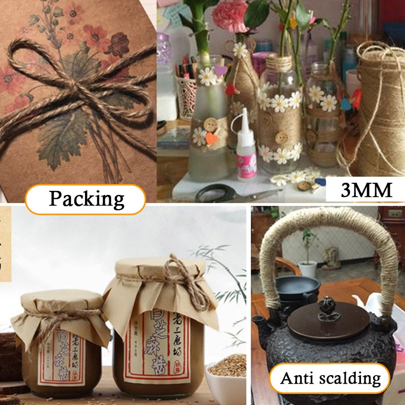 50 m/promjer role 1~4 mm Prirodno uže od konoplje od jute Dekoracija doma Retro stil DIY zanat Foto zidni kabel Ukrasni konop za pakiranje poklona