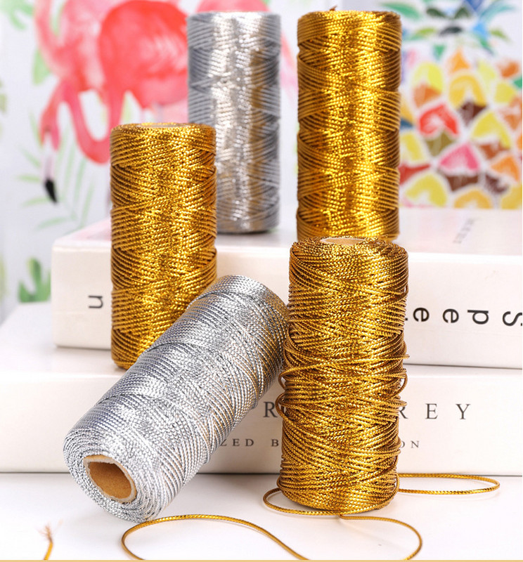 1,5 mm 100 m uže DIY narukvica Božićni kućni dekor Zlatno srebrni kabel Pakiranje poklona Konac za izradu nakita Uzica s nitima