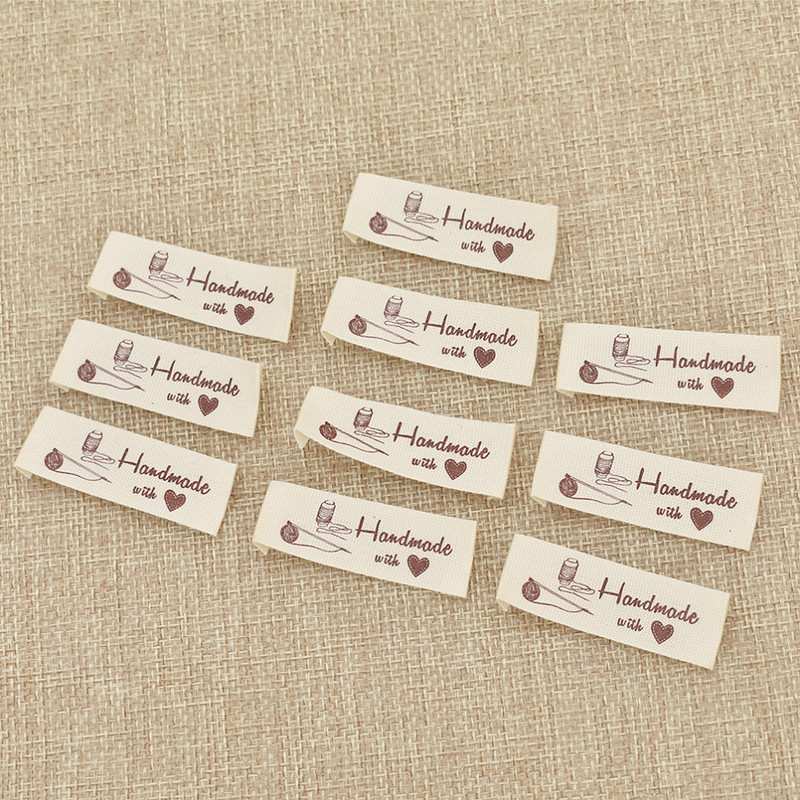 200 komada crtanog šivaćeg stroja s mačjim ručnim uzorkom s ljubavnom etiketom za DIY odjeću Šivanje na etiketama od pamuka