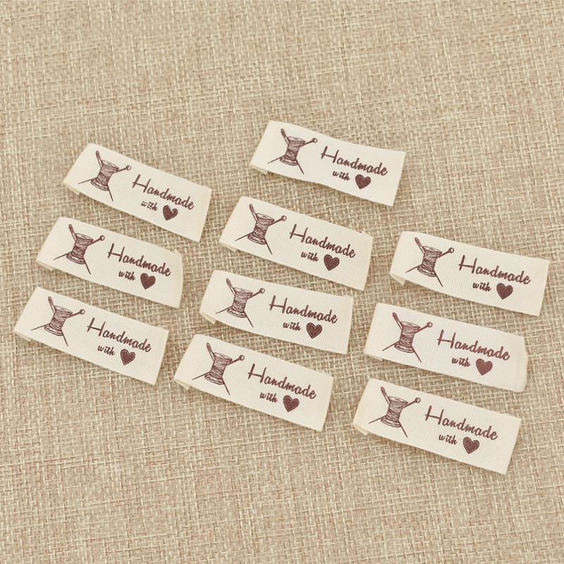 200 komada crtanog šivaćeg stroja s mačjim ručnim uzorkom s ljubavnom etiketom za DIY odjeću Šivanje na etiketama od pamuka