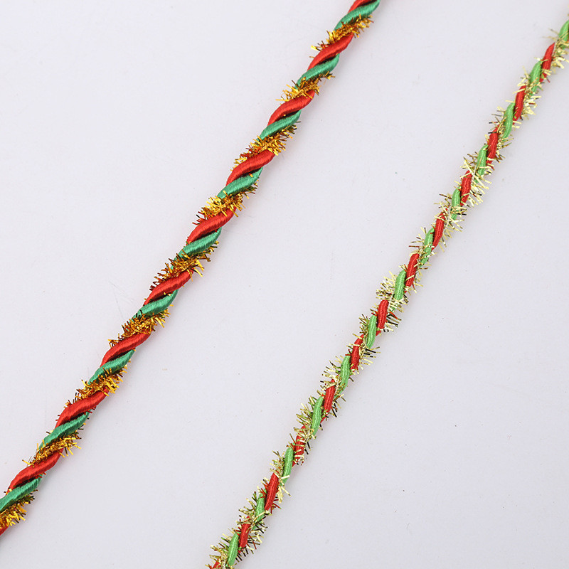 10 metara/lot 3 mm zlatno svileno plišano upleteno uže s 3 žice Konac visoke čvrstoće DIY pleteni konopci Poklon kutija Oznaka Ukras za nakit