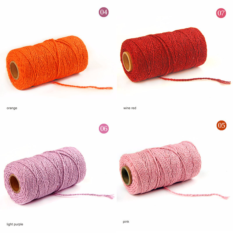 Pamučne užadi u 19 boja Konac za šivanje 100 jardi DIY pribor za vjenčanje Ručno izrađene zanatske uzice Upletena užad za makrame