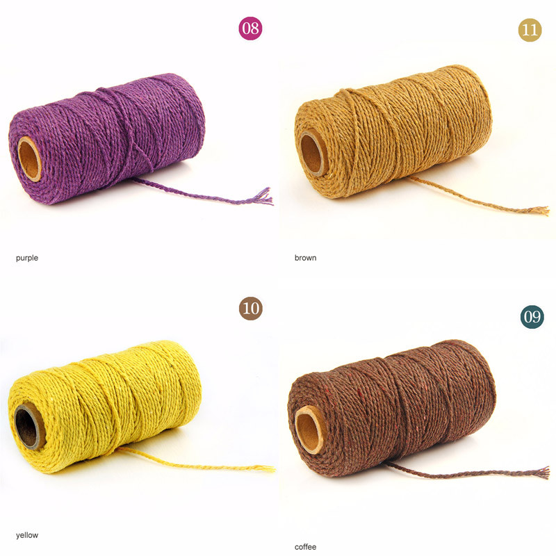 Pamučne užadi u 19 boja Konac za šivanje 100 jardi DIY pribor za vjenčanje Ručno izrađene zanatske uzice Upletena užad za makrame