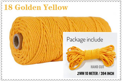 Raznobojni 2 mm 10 metara Macaroon pamučni konop Macrame Šareni konac za ručni rad DIY materijal Dekoracija za zid sobe