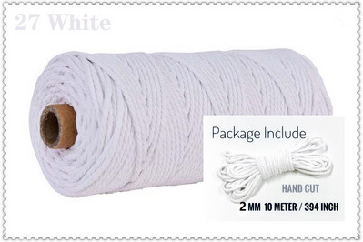 Raznobojni 2 mm 10 metara Macaroon pamučni konop Macrame Šareni konac za ručni rad DIY materijal Dekoracija za zid sobe